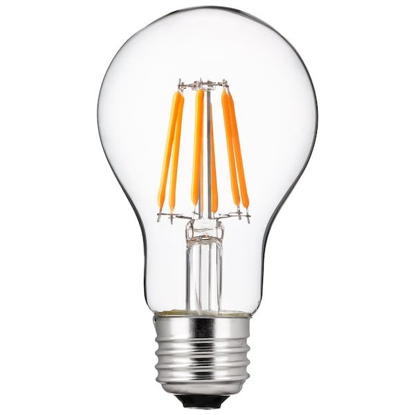 Sunlite LED Edison A19 40W Equivalent 600 Lumens Dimmable Clear Filament Light Bulb 2200K, 6PK 80476-SU - main